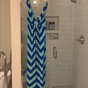 Navy and Mint green chevron Maxi dress